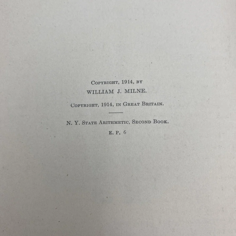 Antique Milne's New York State Arithmetic‎ Second Book 1914 Antique Math Book HC